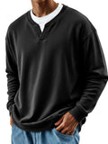 Mens Patchwork Mock Two-Piece Crew-Neck Long-Sleeve Top
