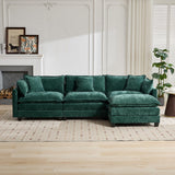 Cloud 3 Seats Sofa (Ottoman is not included) Chenille Fabric in Green