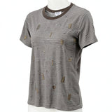 Carbon Copy Womens Striped Arrow-Embroidered Embellished T-Shirt, Size Medium