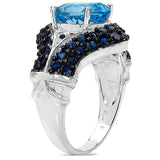 5.02 Carat Genuine Blue Topaz & Blue Sapphire .925 Sterling Silver Ring