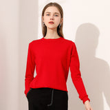 Lightweight Long-sleeve Crew-neck Wool Knit Sweater