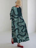 3D Digital-Print Short-Sleeve Casual Dress