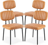 Modern Mid-Century Dining Chairs – Upholstered PU Leather with Metal Legs (Set of 4)