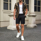 Mens Fashion Gold-embossed Pattern Suit Set