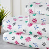 Bibb Home 100% Cotton Printed Flannel Sheet Set - Cozy, Soft, Deep Pocket Sheets