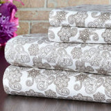 Bibb Home 100% Cotton Printed Flannel Sheet Set - Cozy, Soft, Deep Pocket Sheets