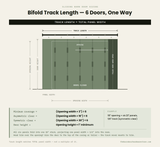 Modern J Top Mount Bifold Barn Door Hardware Kit | 6 Door One Way