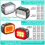 Bike Headlight TailLight IP65 Waterproof Anti-Drop Rechargeable Bicycle Light Set