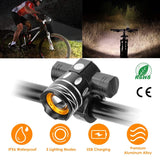Bike Headlight USB Rechargeable with Bracket