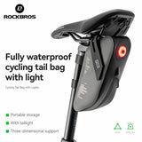 100% Waterproof Bike Saddle Bag with Light - 0.8L