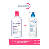 Bioderma Atoderm Cream & Sensibio Micellar Water Set 2x500ml