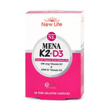 New Life Mena K2+D3 Vitamin : , High Absorption, 100 mcg K2 & 1000 IU D3, Gluten & Soy-Free