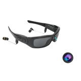 Black Camcorder Glasses Camera with Headphones. HD 1080P Mini Camcorder Glasses