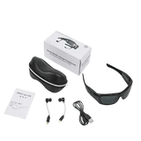 Black Camcorder Glasses Camera with Headphones. HD 1080P Mini Camcorder Glasses