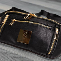 Black Leather Sling Bag