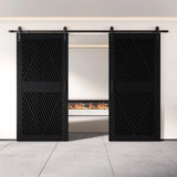 Diamond Pattern Double Door Barn Door Kit | Black Barn Door Hardware
