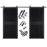 Diamond Pattern Double Door Barn Door Kit | Black Barn Door Hardware