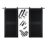 Vertical Slat Double Door Barn Door Kit | Black Barn Door Hardware