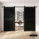 Vertical Slat Double Door Barn Door Kit | Black Barn Door Hardware