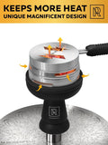 Black Hookah Bowl Set Silicone Premium Shisha Bowl Phunnel for Smoking with Hookah Tongs & Heat Management Charcoal Holder