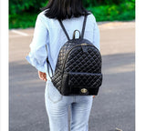 Black Leather Backpack for Men Women School College Bookbag for Student