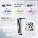 Blood Pressure Monitor Digital Wrist BP Machine Automatic BP Cuff with 2 Users 180 Memory Voice Large LCD Display