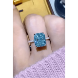 Blue Gemstone 2 Carat Moissanite Ring