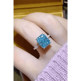 Blue Gemstone 2 Carat Moissanite Ring