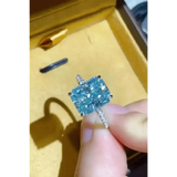 Blue Gemstone 2 Carat Moissanite Ring