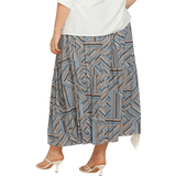 Blue Geometric Pleated Skirt Deep Teal Basic Style Length