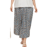 Blue Geometric Pleated Skirt Deep Teal Basic Style Length