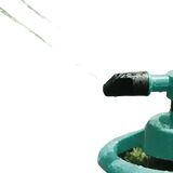 Blue Rotating Garden Sprinklers Watering Grass