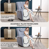 Blue Swivel and Rocker Power Recliner Chair with Lumbar and Neck Support Pillow, Heavy Duty Motion Mechanism with USB and Type-C Ports