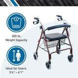 BodyMed Aluminum Rollator with 6-inch Wheels