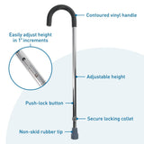 BodyMed Round Handle Cane, Aluminum, Adjustable Height