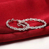 Braided Hoop Earrings In 18KT White Gold