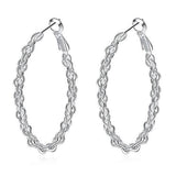 Braided Hoop Earrings In 18KT White Gold