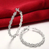 Braided Hoop Earrings In 18KT White Gold