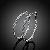 Braided Hoop Earrings In 18KT White Gold