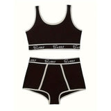 Breathable Solid Sports Push Up Bra and Panties Lingerie Set