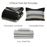 Brooklyn Flat Rugby Stripe Bed-in-a-Bag Set