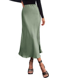 BTFBM 2025 Womens Summer Fall Long Satin Skirt Silk Elegant High Waist Cocktail Party Wedding Flowy A-Line Midi Skirts