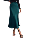 BTFBM 2025 Womens Summer Fall Long Satin Skirt Silk Elegant High Waist Cocktail Party Wedding Flowy A-Line Midi Skirts