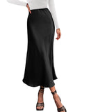 BTFBM 2025 Womens Summer Fall Long Satin Skirt Silk Elegant High Waist Cocktail Party Wedding Flowy A-Line Midi Skirts
