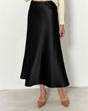 BTFBM 2025 Womens Summer Fall Long Satin Skirt Silk Elegant High Waist Cocktail Party Wedding Flowy A-Line Midi Skirts