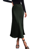 BTFBM 2025 Womens Summer Fall Long Satin Skirt Silk Elegant High Waist Cocktail Party Wedding Flowy A-Line Midi Skirts