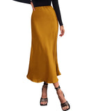 BTFBM 2025 Womens Summer Fall Long Satin Skirt Silk Elegant High Waist Cocktail Party Wedding Flowy A-Line Midi Skirts