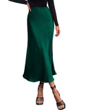 BTFBM 2025 Womens Summer Fall Long Satin Skirt Silk Elegant High Waist Cocktail Party Wedding Flowy A-Line Midi Skirts