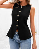 BTFBM Summer Sleeveless Blazer Vest For Women Dressy Button Down Round Neck Business Casual Outfits Work Suit Vests Tops
