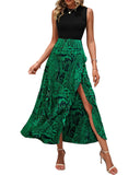 BTFBM Women Casual Sleeveless Summer Dresses 2025 Spring Crewneck Patchwork Boho Floral Ruffle Cocktail Party Midi Dress